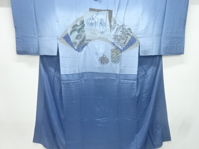 JAPANESE KIMONO / ANTIQUE MENS JUBAN / SILK / SHIKISHI & SCENERY